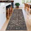 Washable Rug Boho Abstract Hallway Runners Vintage Distressed Floral Soft Low Pile Floor Carpet for Living Room - 2 of 4