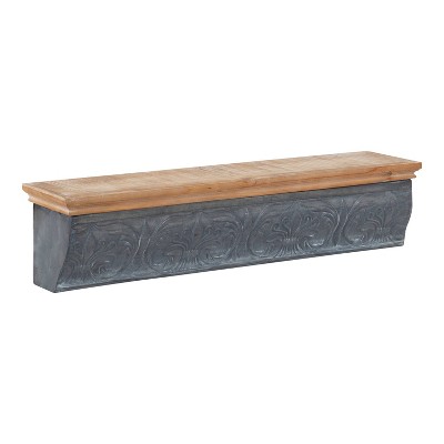 26" x 6" Gainsbrook Wood/Metal Decorative Wall Shelf Rustic Brown - Kate & Laurel All Things Decor