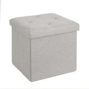 VECELO 46"/30"/15"/11.8" Folding Storage Ottoman Bench, Storage Chest, Linen Fabric Foot Rest Stool, Storage Footstools, Folding Storage Ottoman - 1 of 4