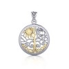 Slickblue 18 Inch Sterling Silver Tree of Life Pendant Necklace, Celtic Design with 14k Gold Accents, Silver & Gold - 2 of 4