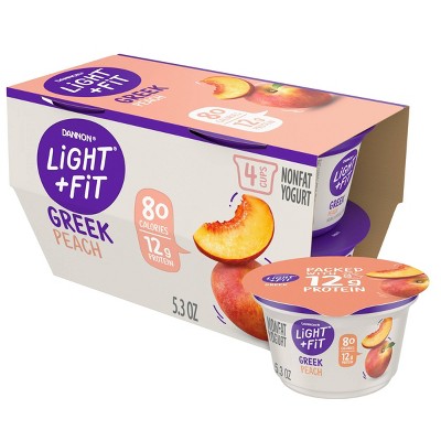 Light + Fit Nonfat Gluten-Free Peach Greek Yogurt - 4ct/5.3oz Cups