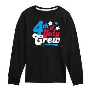 Boys' - Instant Message - Fourth Of July Crew Retro Script Long Sleeve Graphic T-Shirt - 1 of 4