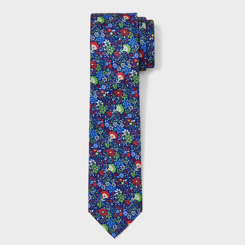 Men&#39;s Floral Print Neck Tie - Goodfellow &#38; Co&#8482; Blue One Size, 1 of 5