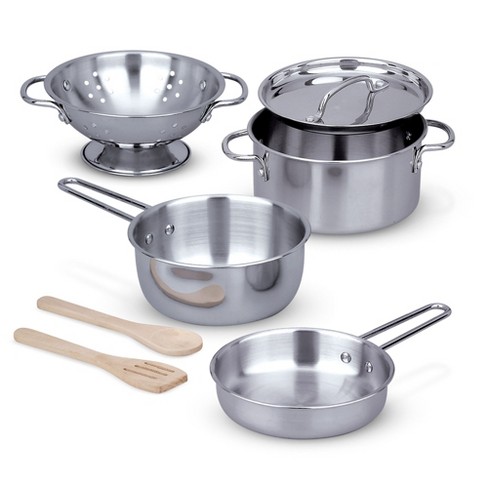 Melissa Doug  Stainless Steel Pots  And Pans  Pretend Play 