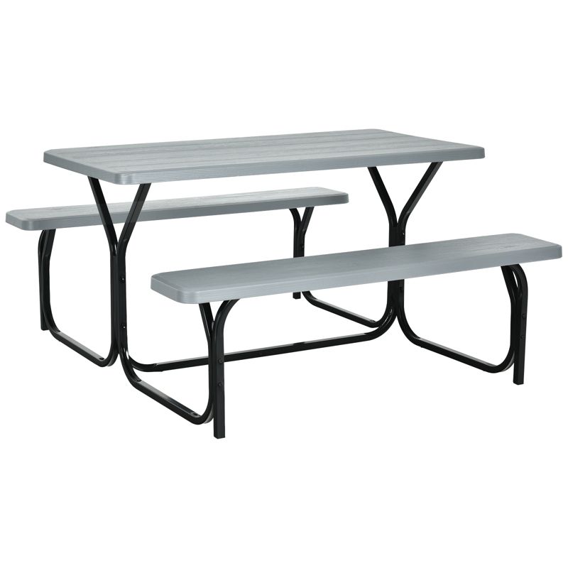 Tangkula Outdoor Picnic Table Bench Set Patio Camping Table w/Steel Frame & Wood Texture Tabletop for Garden, 1 of 9