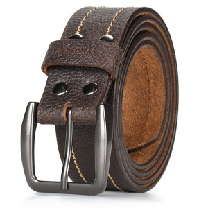 Wrangler Men’s Leather Embossed Logo Casual Every Day Belt for Jeans, Khakis Brown - 1 of 4