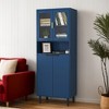 VANIRROR Tall Storage Bookcase with Tempered Glass Doors, Adjustable Shelves, Accent Cabinet For Living Room or Bedroom Storage Cabinet - 2 of 3