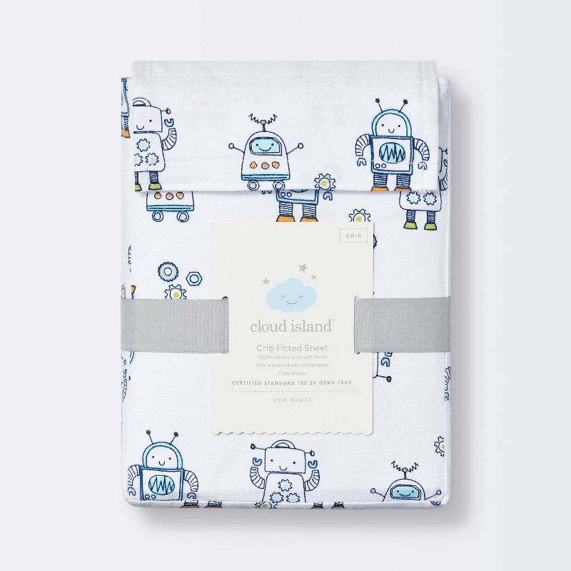 Fitted Crib Sheet Robots - Cloud Island&#8482; Blue, 6 of 7