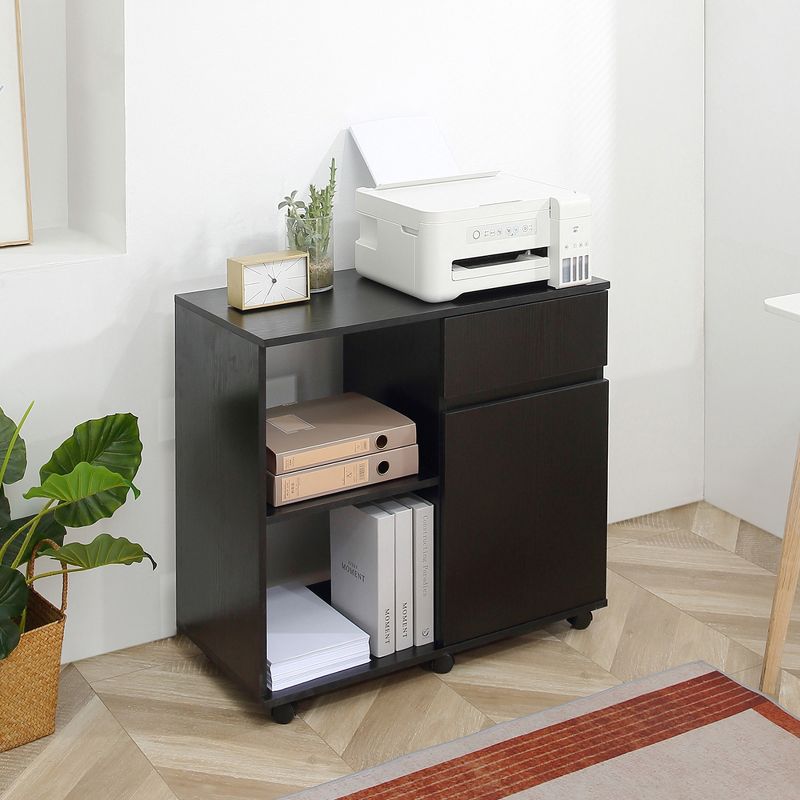 HOMCOM Filing Cabinet/Printer Stand with Open Storage Shelves, for Home or Office Use, Including an Easy Drawer, 3 of 9