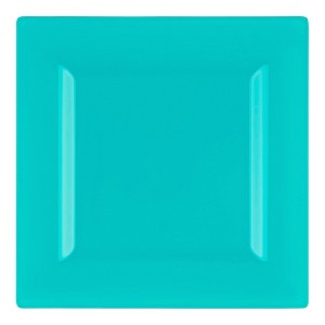 Smarty Had A Party 9.5" Sea Aqua Square Plastic Dinner Plates - 120 pcs - 1 of 4