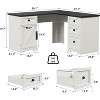 Nasitip 60" White L-Shaped Executive Desk, Farmhouse Corner Computer Desk with File Drawers and Adjustable Storage Cabinet - 2 of 4