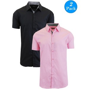 Galaxy By Harvic Men's Short Sleeve Slim Fit Button Down Dress Shirt-2 Pack - 1 of 4