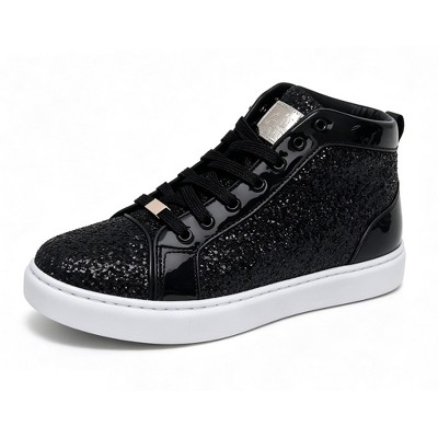 Мужские Bangka Men's High Top Sneakers Fashion Glitter Blink Lace Up Dress Shoes, black-10.5 — фото 2