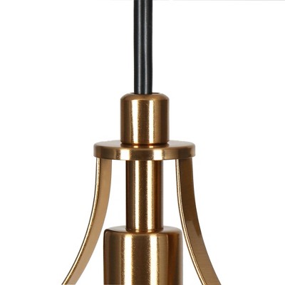 Matte Black and Gold 3-Light Glass Pendant Chandelier