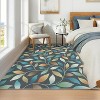 Coucheta Botanical Area Rug - Washable Leaf Print Rug, Non-Slip Low Pile Indoor Carpet for Living Room & Office, Machine Washable - 3 of 4