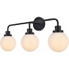 Elegant Lighting Hanson 3 lights bath sconce in black with frosted shade - 3 of 4