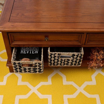 Rectangular Black and Natural Seagrass Storage Basket