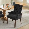 Vynxaria Black Upholstered Chenille Accent Dining Chair, Tufted with Curved Solid Wood Legs, Armchair for Dining Room/Kitchen, Single Pack - 2 of 4