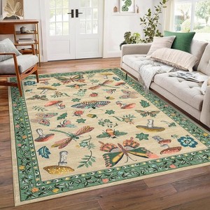 Washable Rug - Non-Slip Soft Farmhouse Carpet Low Pile Thin Floor Cover for Living Room, Bedroom Nursery Dining Room Dorm - 1 of 4