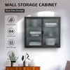 27.6in Metal Storage Cabinet, Wall Mounted Kitchen Pantry Cabinet with 2 Glass Doors and Adjustable Shelves, 3 Tier Sideboard for Kitchen, Black - 3 of 4
