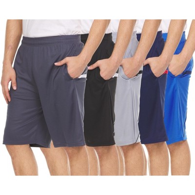 Mens Moisture Wicking Athletic Basketball & Gym Workout Shorts with Pockets Multipack, Up to 3XL, Pack of 5