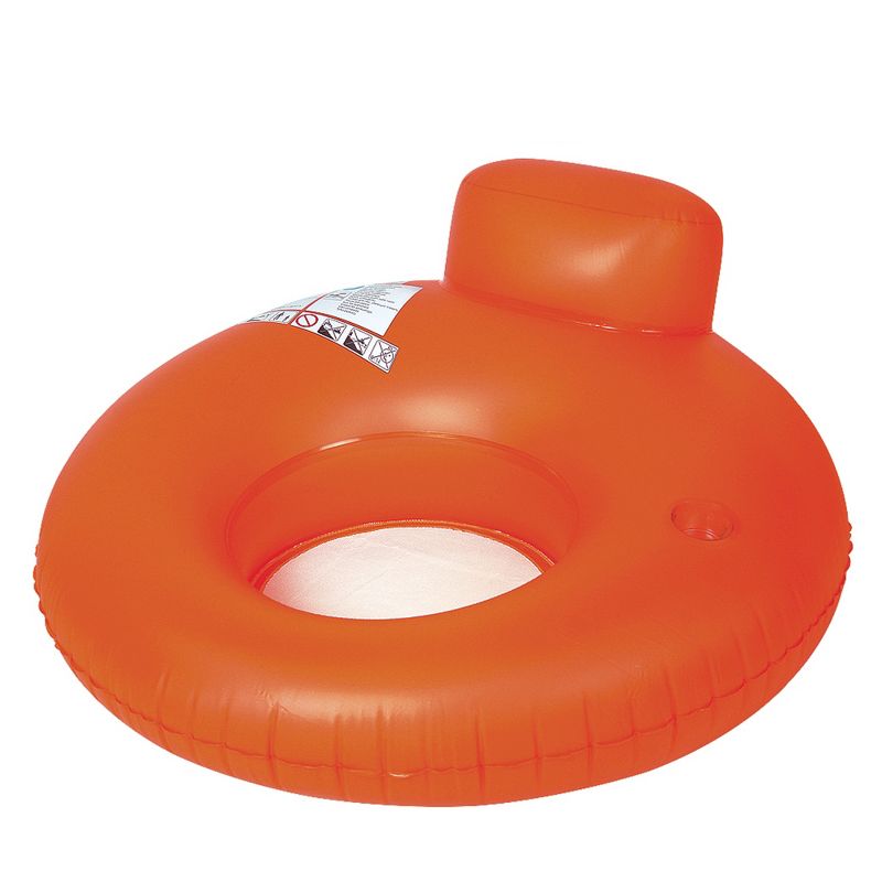 Pool Central 48" Inflatable 1-Person Swimming Pool Inner Tube Lounger Float - Orange, 1 of 7