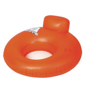 Pool Central 48" Inflatable 1-Person Swimming Pool Inner Tube Lounger Float - Orange