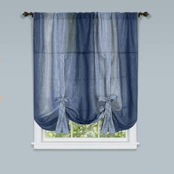 GoodGram Royal Ombre Crushed Semi Sheer Tie Up Single Window Curtain Shade