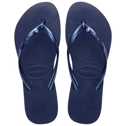 Havaianas Girls Kids Slim Crystal Flip Flop Sandals, Navy Blue, Size 11/12  Children : Target