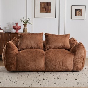 TIRAMISUBEST 75 inch Giant Bean Bag Couch Ultra Soft Rabbit Fabric 650 lb Capacity 2 Accent Pillows No Tool Setup Living Room Bedroom - 1 of 4