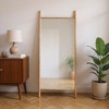 HomeRoots 71" Natural Solid Wood Ladder Leaning Framed Full Length Mirror - 2 of 4