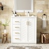 Dronkon Bathroom Vanity with Ceramic Sink, Solid Wood Frame Storage Cabinet with 3 Drawers & Soft-Closing Doors - 3 of 4
