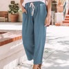 Amaryllis Women's Drawstring Wide-Leg Crop Pants Lightweight Relaxed Fit Versatile Everyday Style with Pockets - 4 of 4