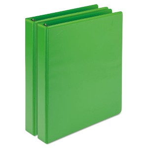 Samsill Earth’s Choice Plant-Based Durable Fashion View Binder, 3 Rings, 1" Capacity, 11 x 8.5, Lime, 2/Pack - 1 of 4