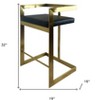 HomeRoots 26" Black and Gold Faux Leather and Stainless Steel Low Back Counter Height Bar Chair - 3 of 4