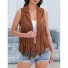 MISSKY Women's Tassel Vest Hippie Faux Suede Rivets Sleeveless Costume Fringe Jacket - 4 of 4