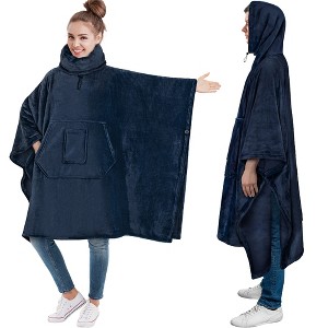 PAVILIA Wearable Blanket Women Men, Oversized Hoodie Sweatshirt Sweater Neck Warmer, Fleece Soft Hug Sleep Pod - 1 of 4