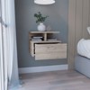 TIRAMISUBEST Smokey Oak Floating Nightstand with 12"H, Drawer, and 2-Tier Shelf, Buffet Cabinet for Bedrooms - 2 of 4