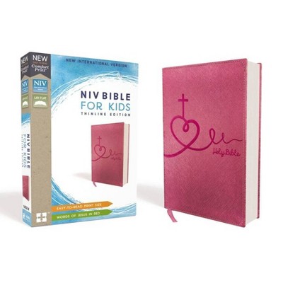 Niv, Bible for Kids, Leathersoft, Pink, Red Letter, Comfort Print - by  Zondervan (Leather Bound)