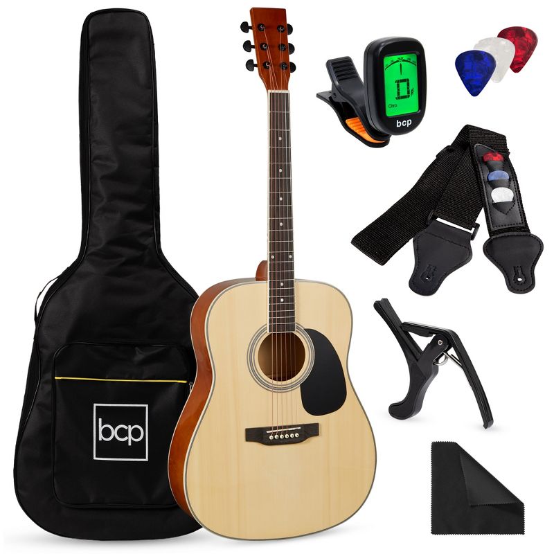 Best Choice Products 41in Full Size All-Wood Acoustic Guitar Starter Kit w/ Gig Bag, Pick, Strap, Rag, 1 of 9