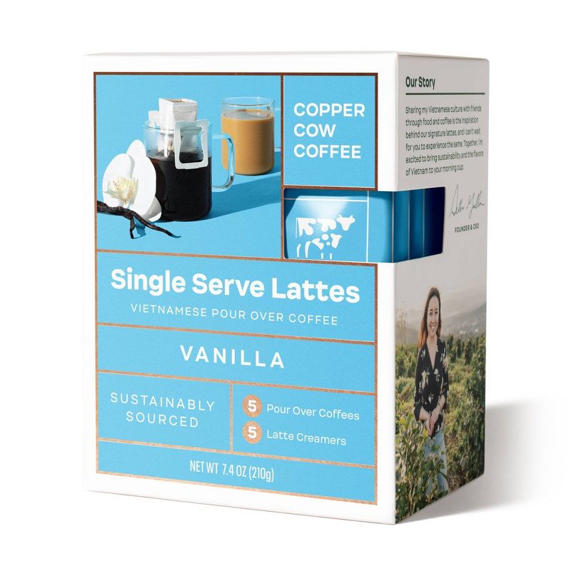 Copper Cow Vanilla Dark Roast Latte Pour Over Kit - 7.4oz, 4 of 9