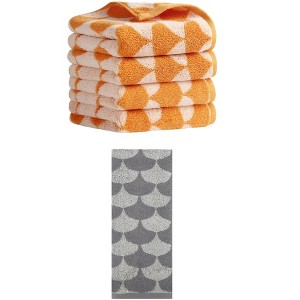 REGALWOVEN 5 Pack Cotton Soft Absorbent Geometric Pattern Hand Towels 13" x 29" - 1 of 4