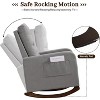 Comfy Upholstered Nursery Rocking Chair with High Backrest, Side Pocket & Rubber Wood Legs - Accent Nursing Armchair for Living Room & Bedroom - 3 of 4