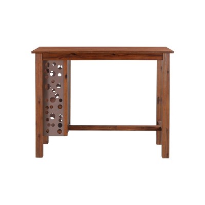 Chestnut Reclaimed Wood Counter Height Dining Table with Shelves