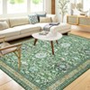 Boho Vintage Area Rug Machine Washable Non Slip  Low Pile Ultra Thin Floor Mat Non Shedding Floral Printed Indoor Carpet - 2 of 4