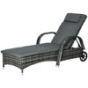 Resenkos 2 Reclining Chaise Lounge Chairs, Rolling Outdoor Chairs With Cushion, Pillow, Headrest, Armrests, And Wheels, Brown, Cream White - 2 of 4