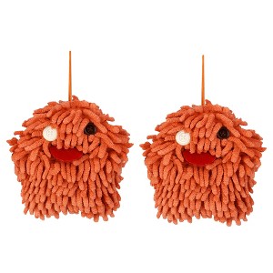 REGALWOVEN Soft Absorbent Chenille Decorative Hanging Ball Hand Towels 2 Pcs - 1 of 4