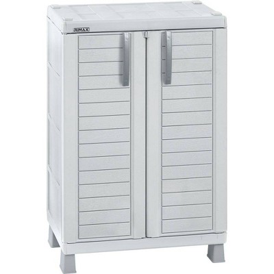 Light Gray Polypropylene Freestanding Office Storage Cabinet with Adjustable Shelves