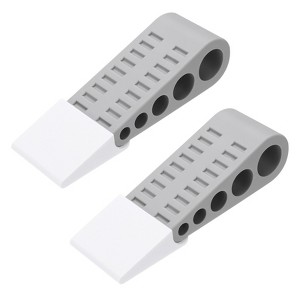 Unique Bargains Rubber Wedge Non-Slip Door Stops with Self-Adhesive Holder 2 Sets - 1 of 4