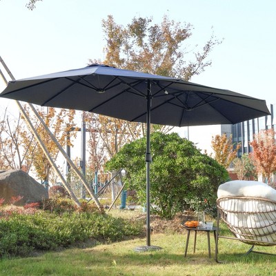 NicBex 14.8 Ft Double-Sided Patio Umbrella,Large Outdoor Umbrella for Patio,Rectangular Table Market Umbrella with Crank,Base Not Included